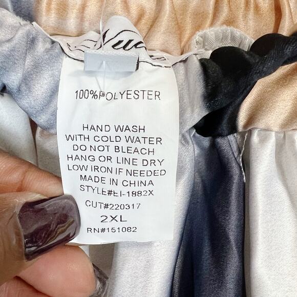 Nuuts Abstract Satin Flare Maxi Skirt Multicolor 2XL | Boho Festival A-Line - Picture 13 of 13